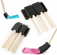12Pcs Foam Paint Brushes Set 1 Inch 1.5 Inch Wooden Handle