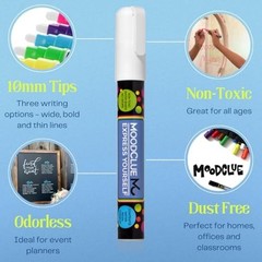 10mm Jumbo Liquid Chalk Markers – Erasable, Washable for Windows, Signs, 8 Pack