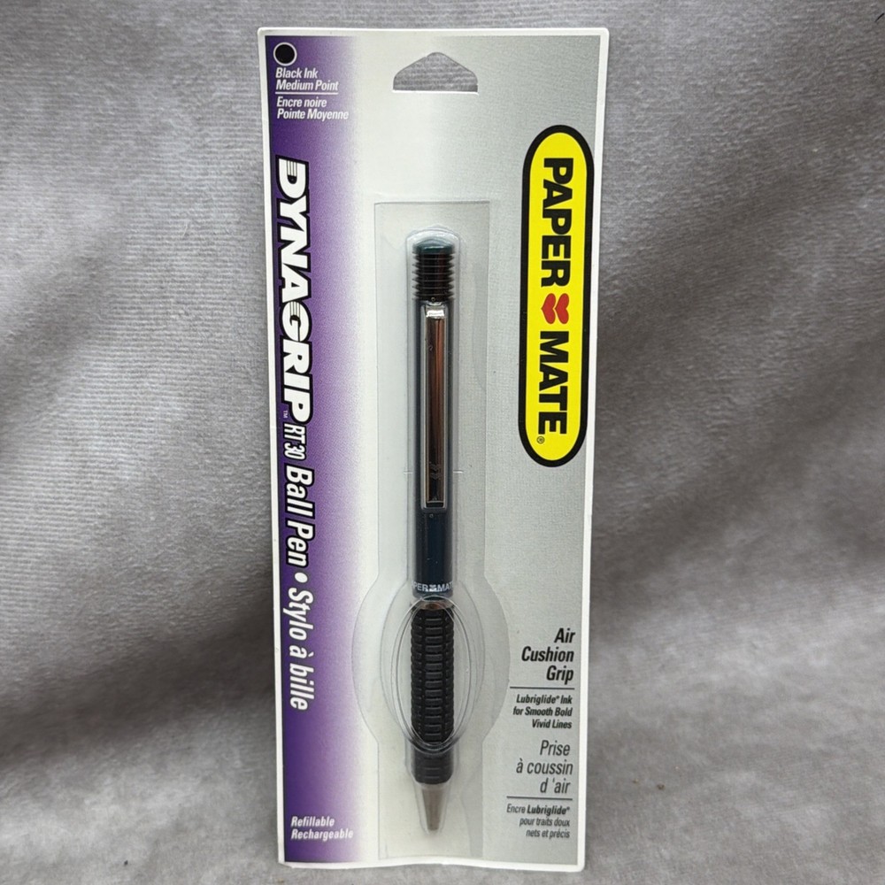 Vintage PaperMate Dynagrip RT30 Ball Pen Medium Point Black Ink, Two Heart 1994