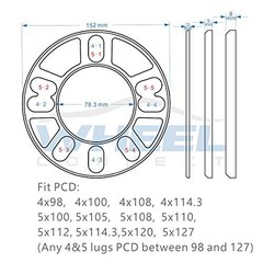 Universal Wheel Spacer – 3mm (4/8″) – 4 or 5 lugs – Universal – 3mm (1/8″)