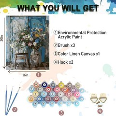 Paint by Numbers Kit for Adults Beginner, Vintage Flower Adult Paint by Number K