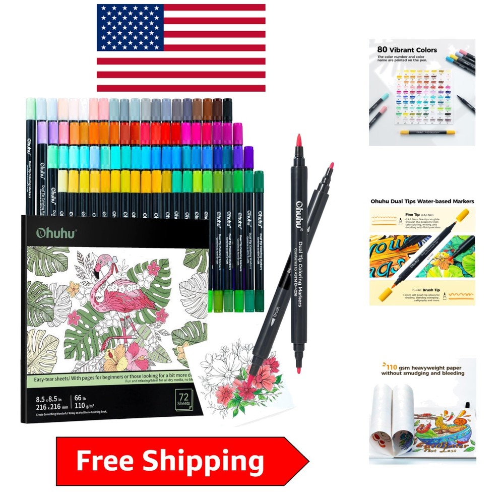 Artisan Marker Set: 80 Colors & 72 Bleed-Proof Pages for Versatile Creations