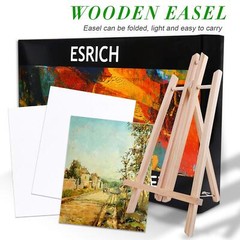 Acrylic Paint Set with Wooden Easel 3 Canvas Panels 30 Brushes Paint Plates a…