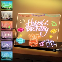 16″ LED Drawing Board for Kids – 7 Colors Light Acrylic Dry Erase Stand, 2 Modes