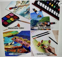 175 Piece Deluxe Art Set with 2 Drawing Pads Acrylic Paints Crayons Colored