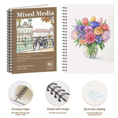 4 Pack Mixed Media Sketchbook, 9×12 inches Drawing Paper Sketch Book, 98lb/16…
