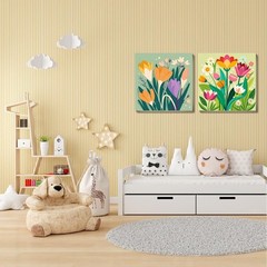 Sretoul 4 Pack Paint by Numbers Kit for Adults Framed 8*8inch, flowers 2