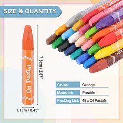 Orange Oil Pastels, 48Pcs, Soft Oil Crayons Creamy Pastels Stick Art
