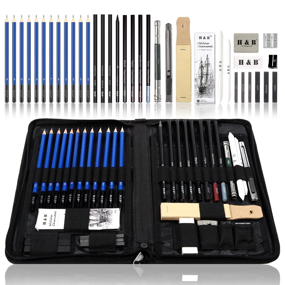 9-Piece Professional Matte Sketch Pencils Set for Drawing Shading Artist