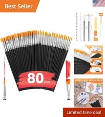 Aroic 80-Piece Black Nylon Hair Paint Brushes Set – Perfect for Kids & Artists