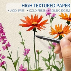 200 PCS Watercolor Paper 8.5×11 Inch 105LB/230GSM Cold Press Water Color Pape…