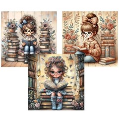 3 Pack Diamond Painting Kits for Adults, Reading Book Diamond Art Kits DIY 5D F