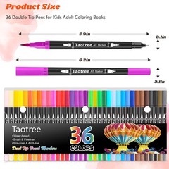 Taotree 36 Colors Dual Tip Art Markers Pens 1 Count (Pack of 36), 36
