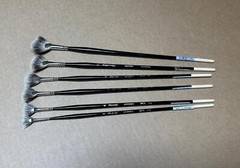 6x Pack Raphael Kevrin Plus Long Handle Fan Synthetic Brushes 3675 Sizes 2-12