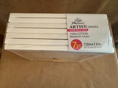 12 x 12″ Phoenix Artist Canvas Set 7 Super Value Pack Cotton Medium Grain paint