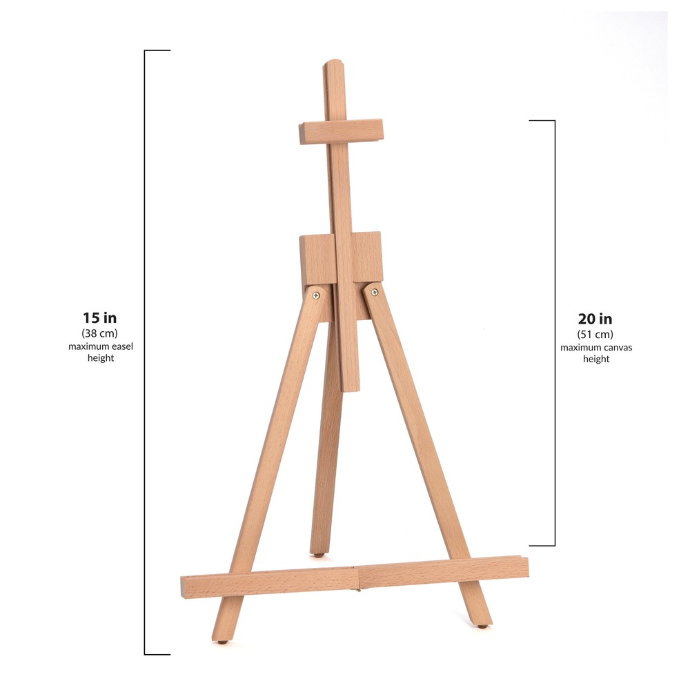 Essentials Adjustable Tabletop Wood Easel, Tripod Display, 20″ Max,New,Wood