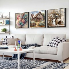 Ekuxom 3 Pack Diamond Art Kits for Adults – 14x14in (35x35cm), Farmhouse