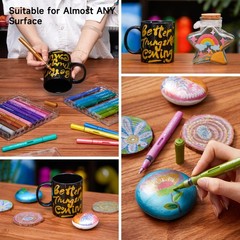 Shuttle Art Acrylic Markers, 24-Color Set, Direct-Fill Metallic Color Pens with