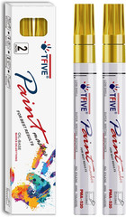 Gold Permanent Paint Marker Pens – 2 Count Oil Based Marker Pen, Medium Tip, Wat