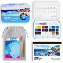 Travel Watercolor Set – 18 Landscape Color Watercolor Paint Set with Brushes …