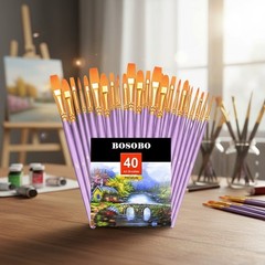 40-Piece Round Pointed Tip Paint Brush Set – Versatile for All Painting Styles