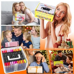 72 Colors Acrylic Paint Markers, Dual Tip Acrylic Paint Pens for Rock Paintin…