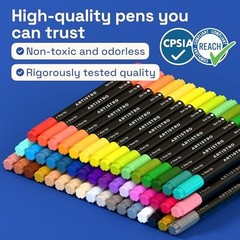 48 Dual-Tip Acrylic Paint Markers Set 1mm Fine 1-5mm Dot Fabric Rock Glass Wood