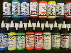 Golden High Flow Acrylic Paint, 1 oz. bottles, 10% off $50+, 48 color options