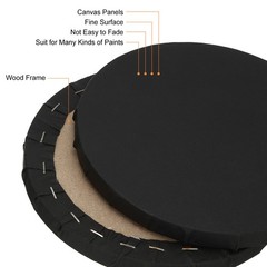 Paint Canvases, 2 Pack 12 Inch Round Stretched Art Board Panels Black