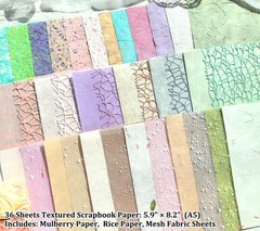 Scrapbook Supplies Kit with 246 Sheets Textured & Floral Scrapbook , 50 Pcs F…