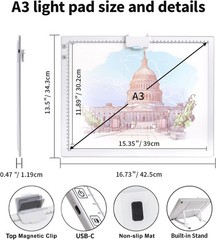 A3 LED Light Board Battery Powered 3 Mode 6 Level White