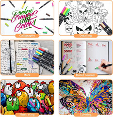 Art Markers Brush Pen, Markers for Adult Coloring Books No Bleeding,32 Colored P