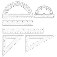 6 Pcs Geometry Set Transparent Plastic Clear Ruler Drafting Kit Includes