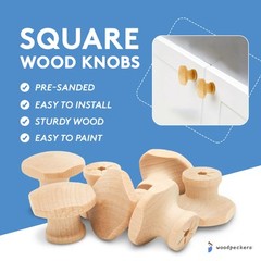 Unfinished Square Wood Knobs 1-1/16 for Cabinets, Drawers & Crafts | Woodpeckers