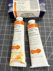 Two Winsor & Newton Cadmium Orange 089 Series 4 Oil Paint 37ml Tube NOS Damage