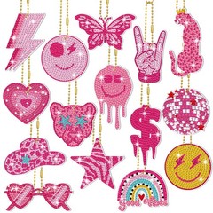 Siifert 15 Pcs Preppy Diamond Art Keychain 7.09 x x 0.63 inches,