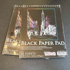 U.S. Art Supply Black Paper Pad Art Pad 9×12 30 Sheets 64 lb (set of 2)