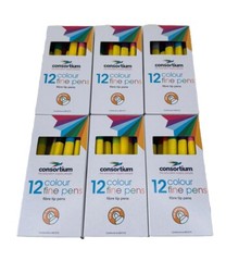 Fine Felt Tip Pens 12 Colours Colouring Pens Washable Ink Comfort 72 Pens