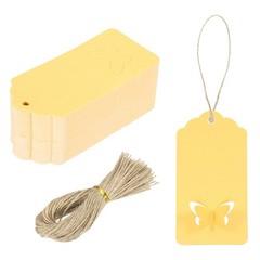 100Pcs Kraft Paper Gift Tags String 3.5 x 1.6 Inch Wave Shape Gold