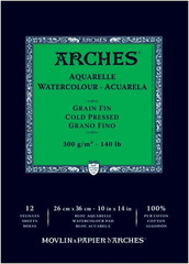Arches Watercolor Pad 9 X 12 Inches Natural White 100% Cotton Paper – 12 Sheet A
