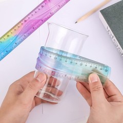Grevosea 2-Piece 30cm/12inch Flexible Shatterproof Plastic Ruler – Rainbow
