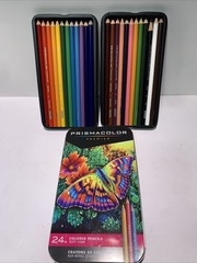 2018 Prismacolor Premier 24 Colored Pencils Soft Core in Tin Lightly Used