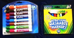 EXPO DRY ERASE MARKERS-Intense Colors-NEW-BONUS-CRAYOLA WASHABLE MARKERS