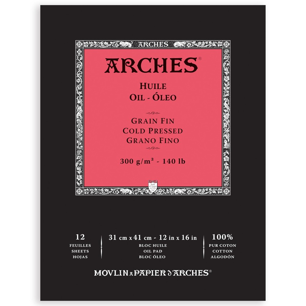 Oil Paper Pad 12×16-inch 12 Sheets 140lb Cold Pressed 100% Cotton Paper