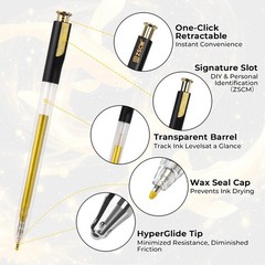 ZSCM Retractable Gold Gel Pen, 7 Nib Sizes – 1 Count (Pack of 7), 7