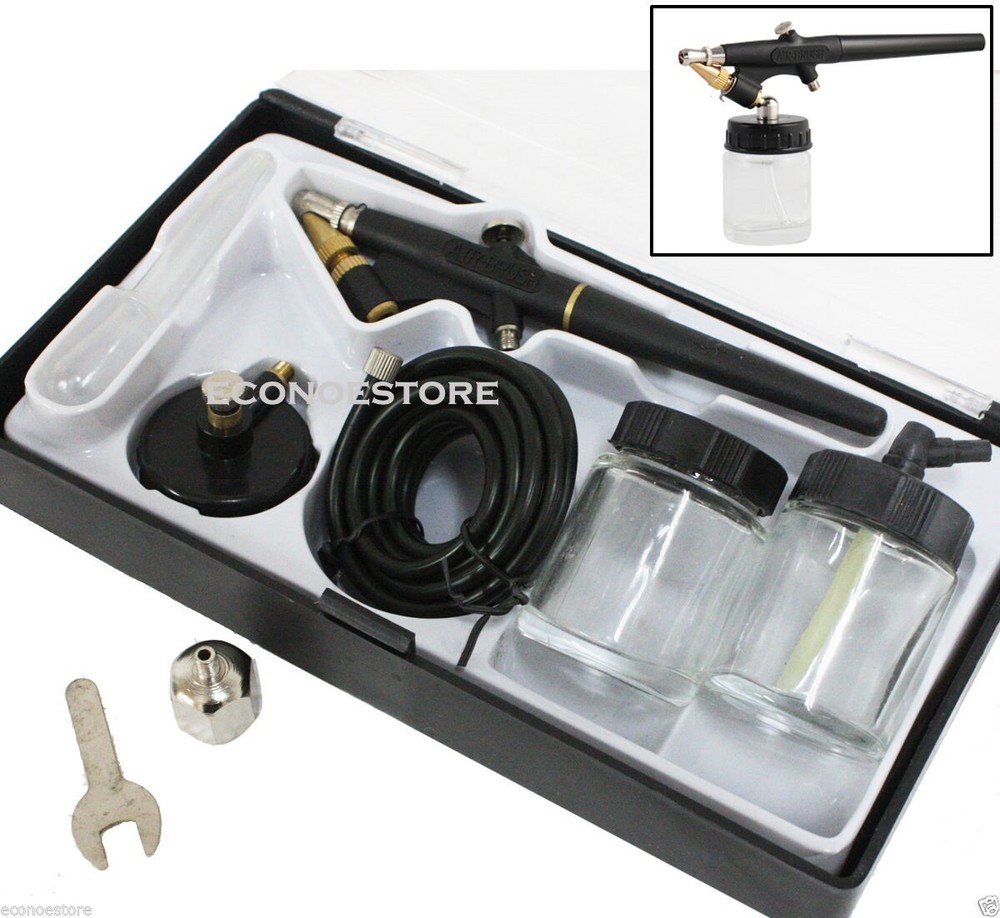 Tattoo Nail Arts Single-Action Siphon Feed Airbrush w/ Hose & Bottle Air Brush