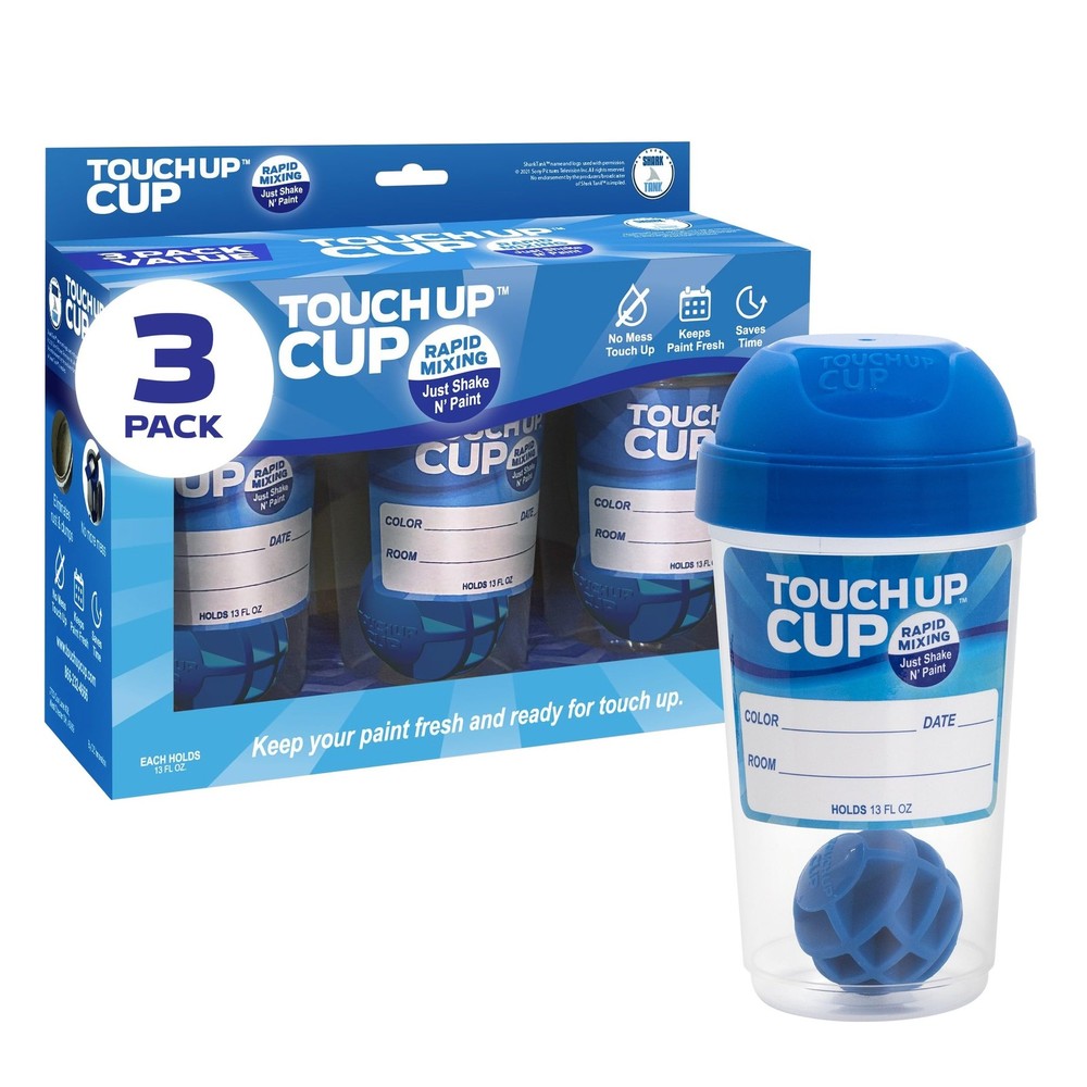 Touch Up Cup Empty Plastic Paint Storage Containers 3 Count (Pack of 1), Blue