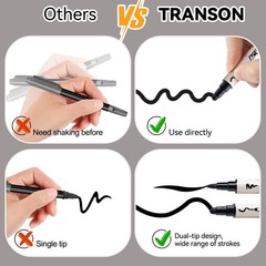 TRANSON 4 Black and 4 White Paint 1 Count (Pack of 8), 4 4