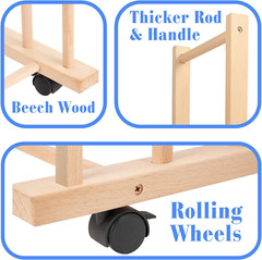 Large Art Drying Rack with Four Caster Wheels and Handle – Solid Wooden Canvas S
