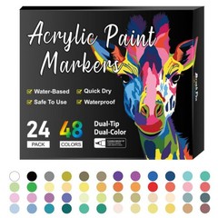 Acrylic Paint Markers Dual Tip Brush Pens for Rock Wood Glass Ceramic Fabric